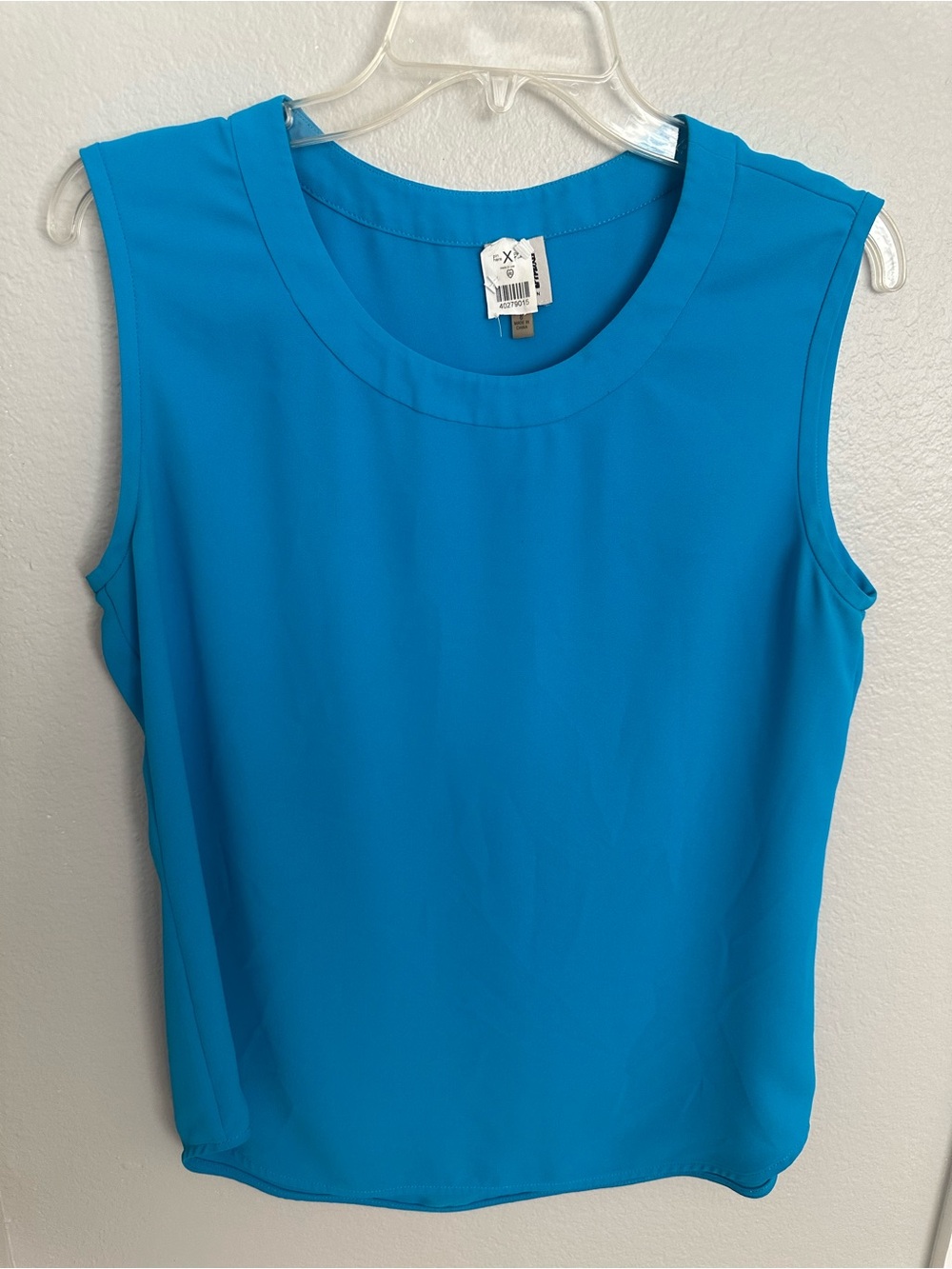 Anna Klein Sleeveless Blue Shell Top Size 8